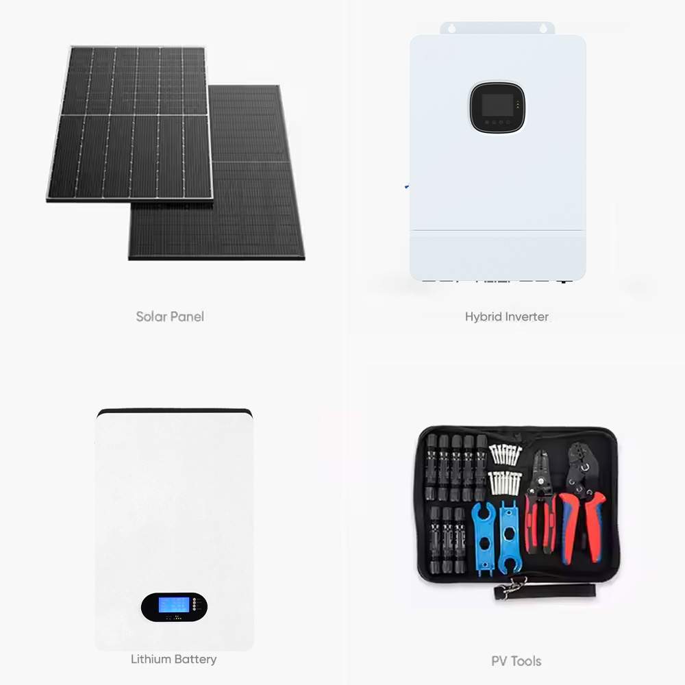 Syst&egrave;me d'&eacute;nergie solaire hors r&eacute;seau tout-en-un 5-12 kW avec batterie LiFePO4 et onduleur hybride | Garantie de 30 ans