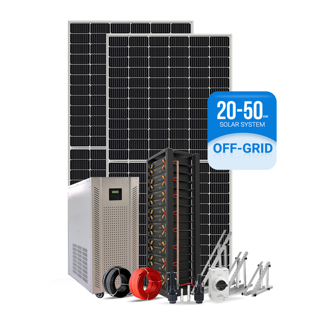 Sistema de energ&iacute;a solar todo en uno fuera de la red de 20-50 KW: soluci&oacute;n h&iacute;brida completa con banco de bater&iacute;as LiFePO4