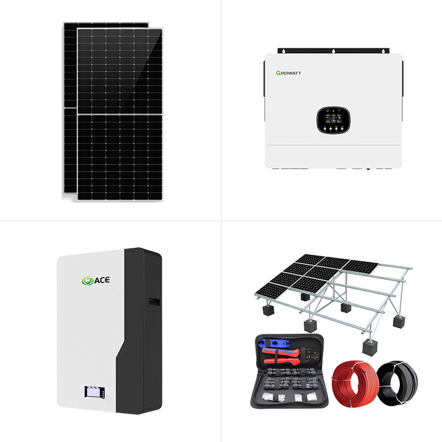 Syst&egrave;me photovolta&iuml;que ind&eacute;pendant hors r&eacute;seau, 8 kW, 10 kW, 12 kW, onduleur monophas&eacute; Growatt, ensemble solaire complet pour cabines et r&eacute;sidences isol&eacute;es