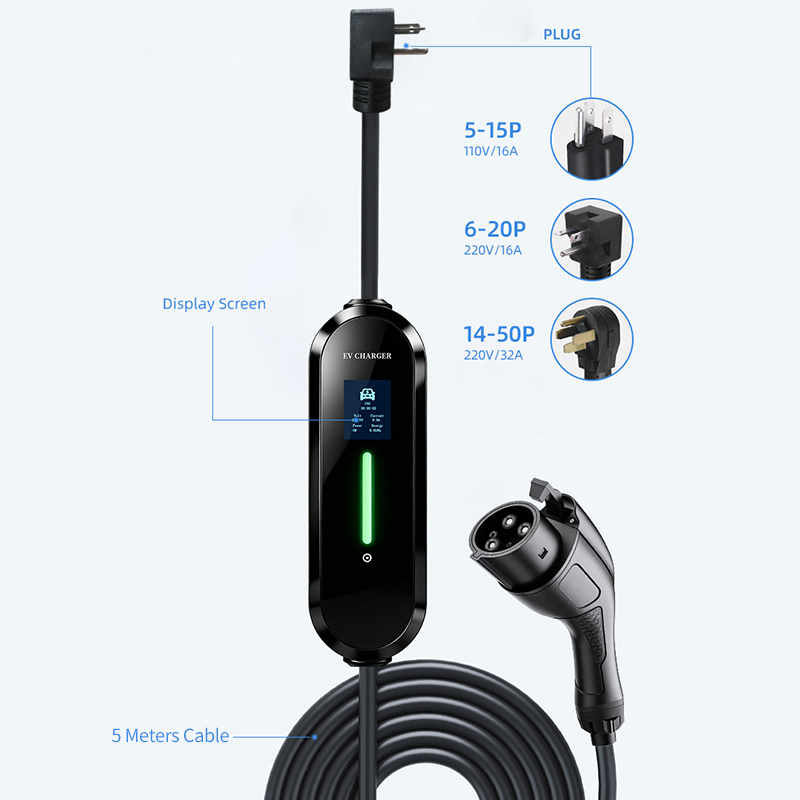 كابل شحن NACS AC EV J1772 موصل شاحن EV، مسدس شحن EV قياسي أمريكي مقاوم للماء IP65