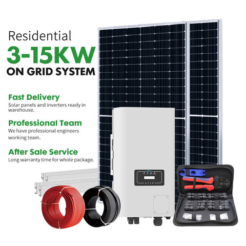 Sistema fotovoltaico conectado a la red de 15kw Estaci&oacute;n de energ&iacute;a solar trif&aacute;sica de 10kw con m&oacute;dulo mono de alta eficiencia de 600W con certificaci&oacute;n CE VDE para casa
