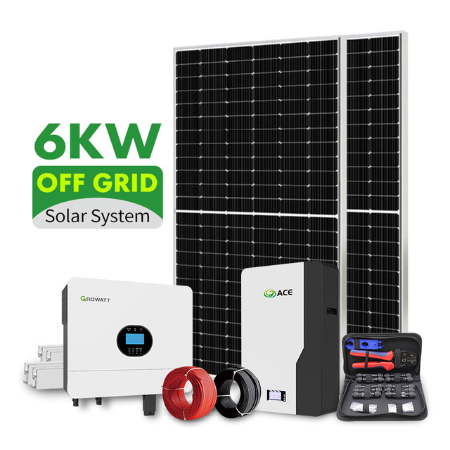 Kit de sistema solar fuera de la red de 6kW Sistema de energ&iacute;a solar independiente completo con almacenamiento de bater&iacute;a para casas, caba&ntilde;as y granjas remotas