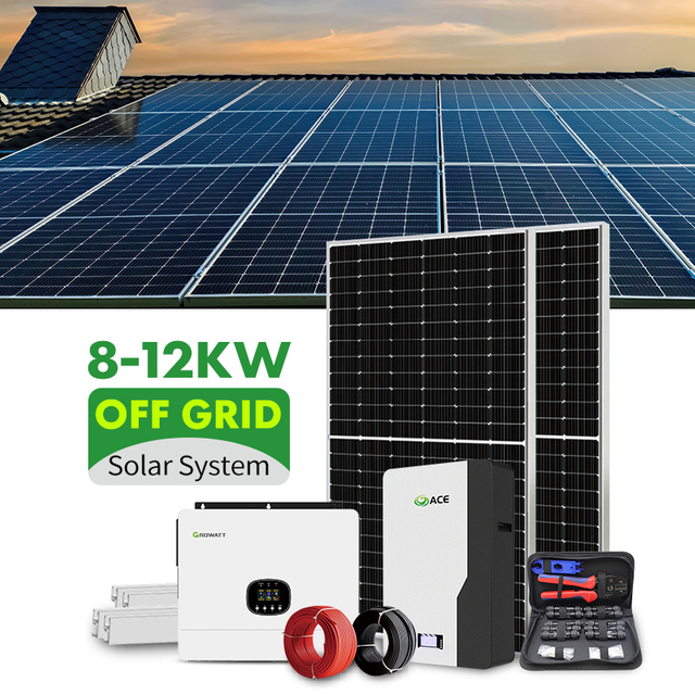 Syst&egrave;me photovolta&iuml;que ind&eacute;pendant hors r&eacute;seau, 8 kW, 10 kW, 12 kW, onduleur monophas&eacute; Growatt, ensemble solaire complet pour cabines et r&eacute;sidences isol&eacute;es
